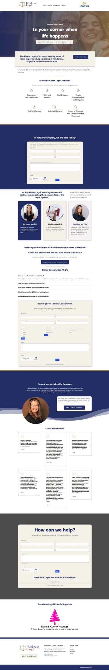 Screenshot showing the Professional Services website for Beckhaus Legal